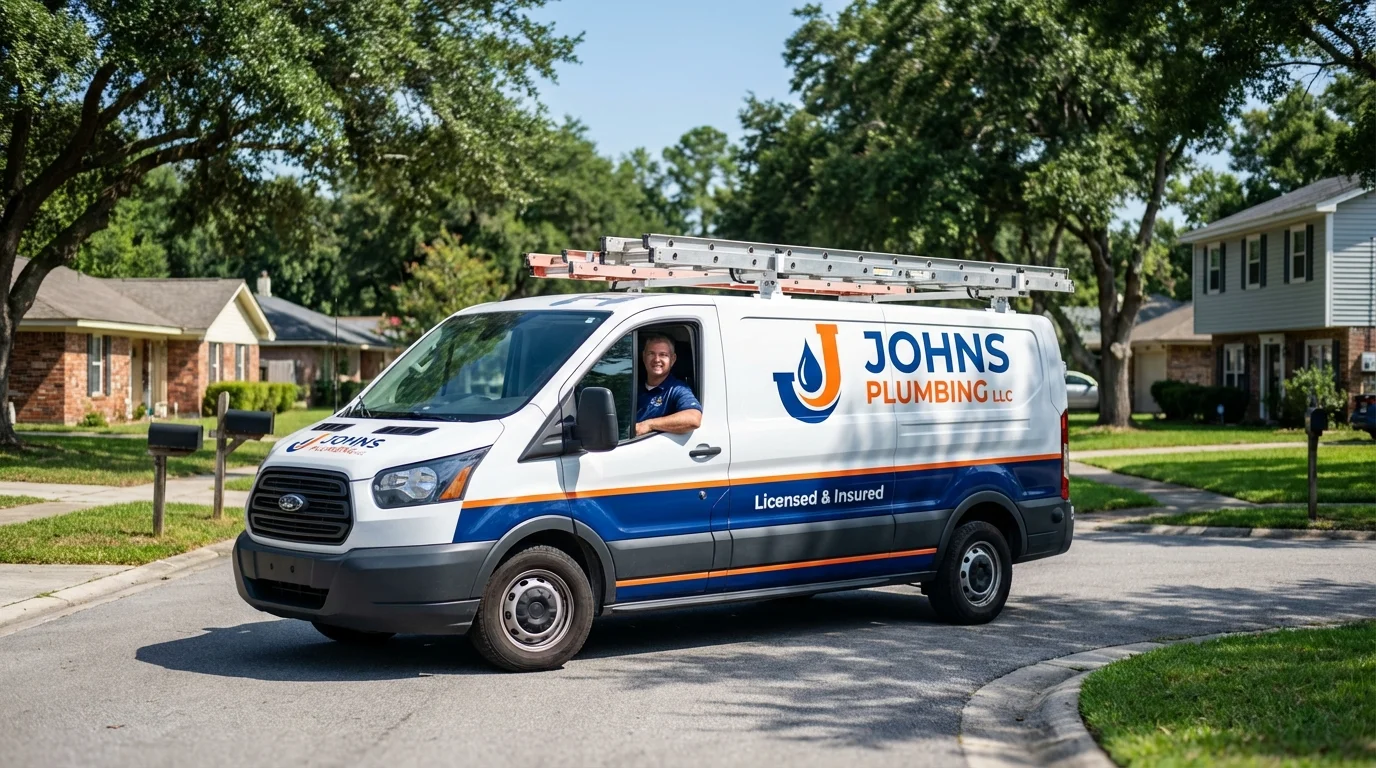 Johns Plumbing LLC service van in Kennesaw, GA