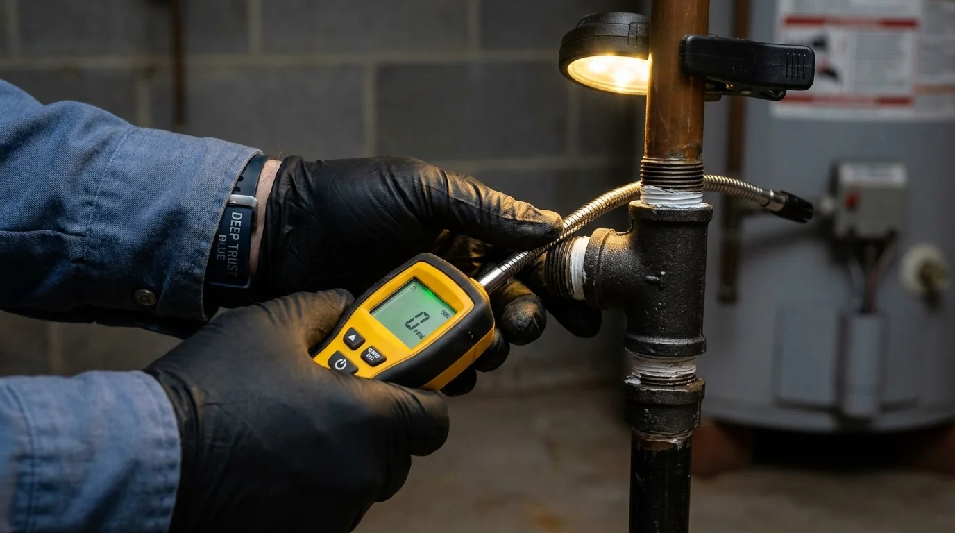Gas leak detection with electronic sniffer by Johns Plumbing LLC in Kennesaw