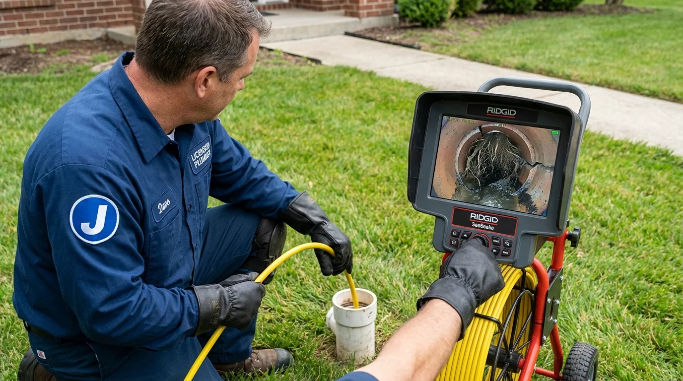 Sewer camera inspection being performed by Johns Plumbing LLC in Kennesaw