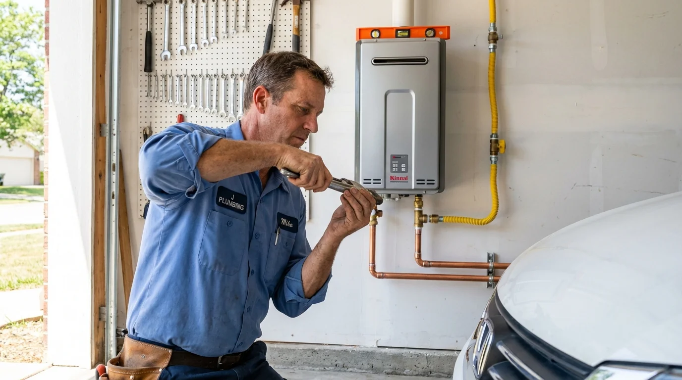 Tankless water heater installation by a Johns Plumbing LLC plumber in Kennesaw